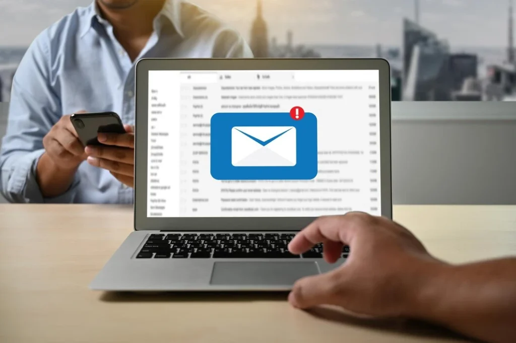 Email Marketing for Cannabis Brands 33 Professional using laptop and smartphone for cannabis email design solutions with notification alerts