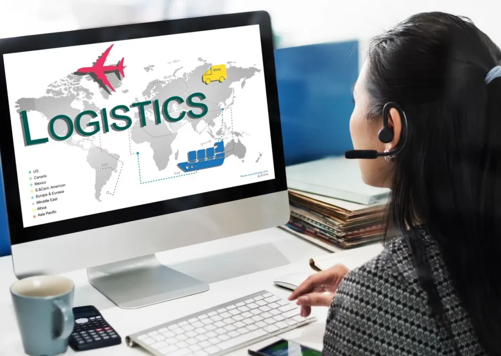 Email Marketing For Logistics 32 Professional analyzing logistics data with global map and headset for USA list segmentation targeting