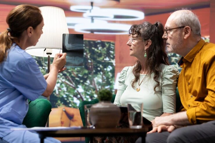 Email Marketing For Healthcare 36 Medical professional explaining X-ray results to elderly couple in comfortable healthcare setting