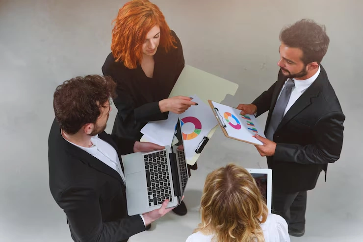 Email Marketing For Healthcare 40 Business team reviewing colorful analytics charts and performance data during strategy meeting